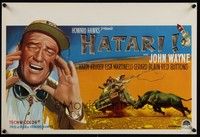 4h394 HATARI Belgian '62 Howard Hawks, different art of John Wayne in Africa!