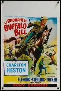 4h420 PONY EXPRESS Belgian R60s Wik art of Charlton Heston as Buffalo Bill on horseback!