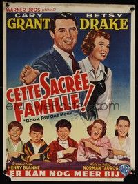 4h422 ROOM FOR ONE MORE Belgian '52 great artwork of Cary Grant & Betsy Drake!