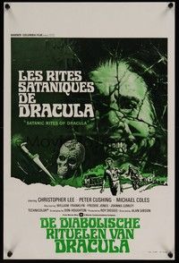 4h425 SATANIC RITES OF DRACULA Belgian '78 great artwork of Christopher Lee as Count Dracula!