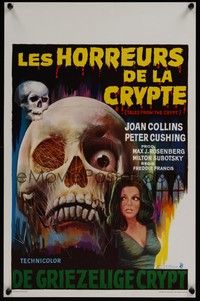 4h429 TALES FROM THE CRYPT Belgian '72 Joan Collins, from E.C. comics, skull image!