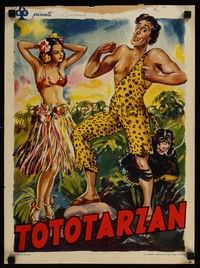4h432 TOTOTARZAN Belgian '50 Toto, Marilyn Buferd, wacky art from jungle comedy!