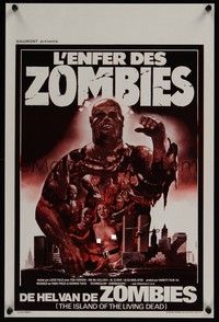 4h439 ZOMBIE Belgian '79 Lucio Fulci, zombie horde heading to New York City, Landi art!