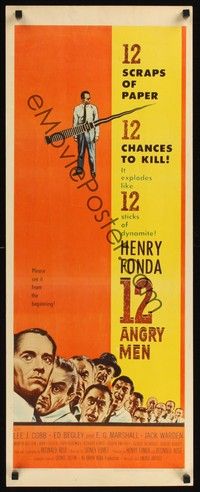 4h013 12 ANGRY MEN insert '57 Henry Fonda, Sidney Lumet courtroom jury classic!