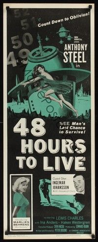 4h017 48 HOURS TO LIVE insert '60 great image of near-naked girl running!