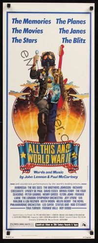 4h024 ALL THIS & WORLD WAR 2 insert '77 Lennon & McCartney, great hippie w/gas mask & bombers art!