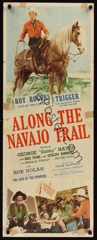 4h026 ALONG THE NAVAJO TRAIL insert '45 Roy Rogers & Trigger, Gabby Hayes!