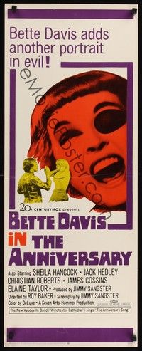 4h030 ANNIVERSARY insert '67 Bette Davis with funky eyepatch in another portrait in evil!