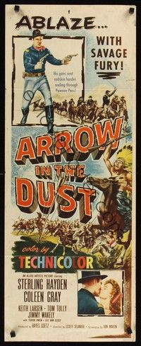 4h035 ARROW IN THE DUST insert '54 tough double-fisted Sterling Hayden, pretty Coleen Gray!