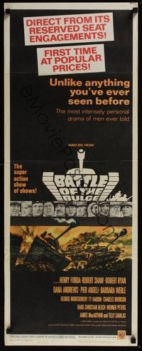 4h042 BATTLE OF THE BULGE insert '66 Henry Fonda, Robert Shaw, cool Thurston tank art!