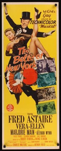 4h047 BELLE OF NEW YORK insert '52 great image of Fred Astaire with sexy Vera-Ellen!