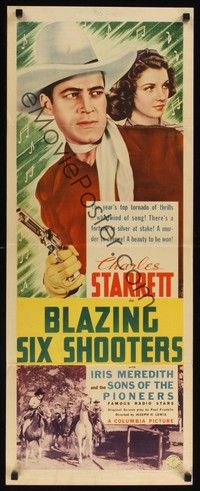 4h056 BLAZING 6 SHOOTERS insert '40 Charles Starrett, Iris Meredith, a fortune of silver at stake!