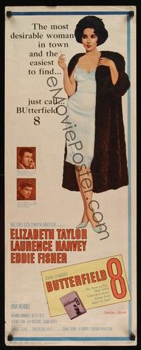 4h070 BUTTERFIELD 8 insert '60 callgirl Elizabeth Taylor is the most desirable and easiest to find