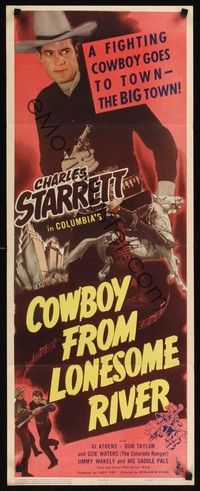 4h094 COWBOY FROM LONESOME RIVER insert '44 fighting cowboy Charles Starrett! goes to town
