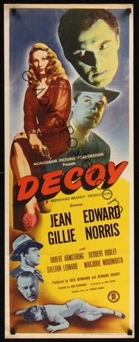 4h101 DECOY insert '46 super sexy bad girl Jean Gillie with gun, film noir!