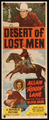 4h102 DESERT OF LOST MEN insert '51 cowboy Allan Rocky Lane & his stallion Black Jack!