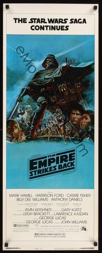 4h110 EMPIRE STRIKES BACK style B insert '80 George Lucas sci-fi classic, cool artwork by Tom Jung!