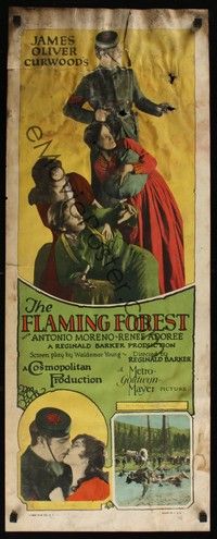 4h011 FLAMING FOREST insert '26 Mountie Antonio Moreno must arrest pretty Renee Adoree's brother!