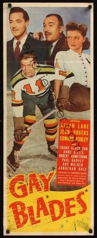 4h123 GAY BLADES insert '46 Allan Rocky Lane plays ice hockey, Jean Rogers!