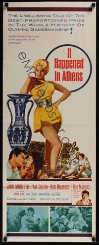 4h157 IT HAPPENED IN ATHENS insert '62 super sexy Jayne Mansfield rivals Helen of Troy, Olympics!