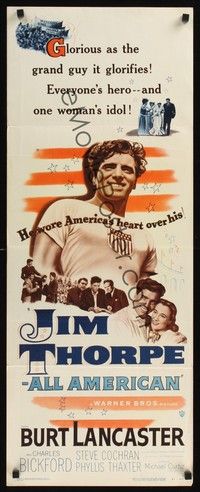 4h161 JIM THORPE ALL AMERICAN insert '51 Burt Lancaster as greatest athlete of all time!