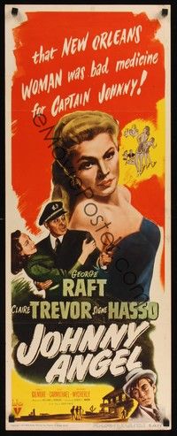 4h162 JOHNNY ANGEL insert '45 George Raft & sexy French Claire Trevor in New Orleans!