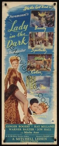 4h171 LADY IN THE DARK insert '44 great image of sexy Ginger Rogers in cool dress showing legs!