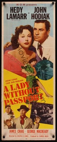 4h172 LADY WITHOUT PASSPORT insert '50 sexy Hedy Lamarr, John Hodiak!