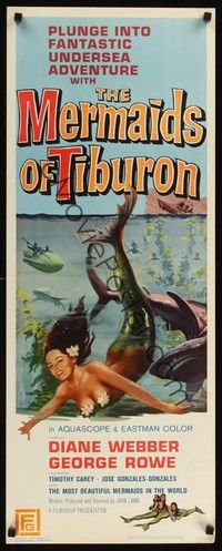 4h193 MERMAIDS OF TIBURON insert '62 Diane Webber, underwater art of sexy mermaid & shark!
