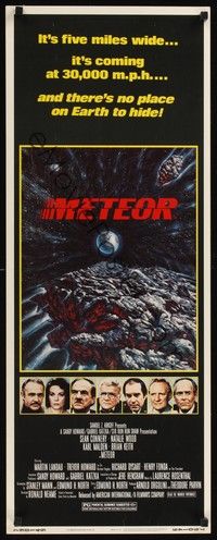 4h194 METEOR insert '79 Sean Connery, Natalie Wood, cool sci-fi artwork by T. Beaurais!