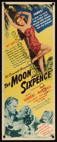 4h198 MOON & SIXPENCE insert '42 Herbert Marshall, cool art of George Sanders & sexy girl!
