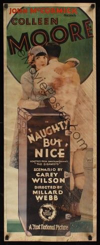 4h002 NAUGHTY BUT NICE insert '27 pretty Colleen Moore hugging man with no pants by suitcase!