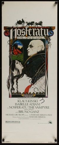 4h217 NOSFERATU THE VAMPYRE insert '79 Klaus Kinski, Werner Herzog, classic Palladini vampire art!
