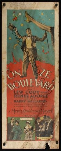 4h004 ON ZE BOULEVARD insert '27 French headwaiter Lew Cody wins the lottery & Renee Adoree too!