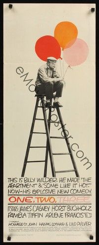 4h224 ONE, TWO, THREE insert '62 Billy Wilder, James Cagney, great image on ladder!