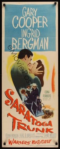 4h252 SARATOGA TRUNK insert '45 c/u of Gary Cooper about to kiss Ingrid Bergman, by Edna Ferber!