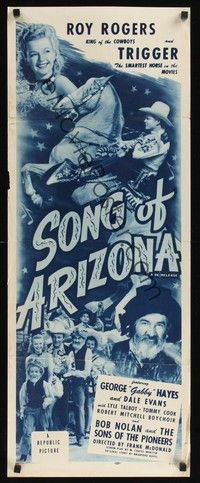 4h271 SONG OF ARIZONA insert R54 Roy Rogers & Trigger, Dale Evans, Gabby Hayes!