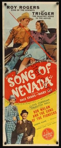 4h272 SONG OF NEVADA insert '44 Roy Rogers & Dale Evans ride on a stagecoach!