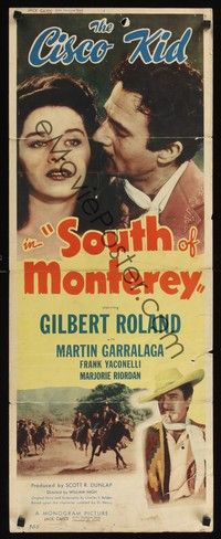 4h274 SOUTH OF MONTEREY insert '46 Gilbert Roland as the Cisco Kid, Marjorie Riordan!