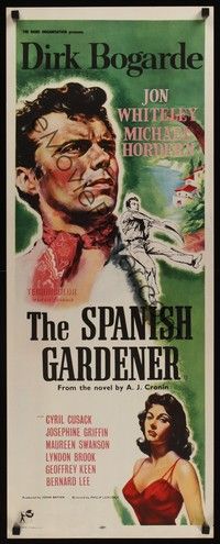 4h276 SPANISH GARDENER insert '56 Maureen Swanson, great close-up artwork of Dirk Bogarde!