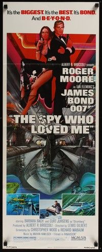 4h278 SPY WHO LOVED ME insert '77 great art of Roger Moore as James Bond 007 by Bob Peak!