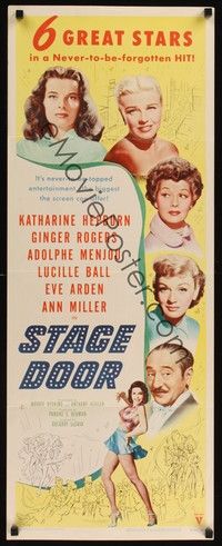 4h279 STAGE DOOR insert R53 Katharine Hepburn, Ginger Rogers, Lucille Ball, Ann Miller!
