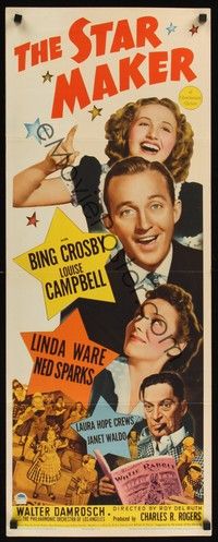 4h280 STAR MAKER insert '39 great close-up of Bing Crosby, Louise Campbell!