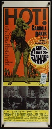 4h285 STATION SIX-SAHARA insert '62 super sexy Carroll Baker is alone with five men in the desert!