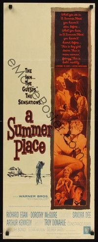 4h290 SUMMER PLACE insert '59 Sandra Dee & Troy Donahue in young lovers classic, image of cast!