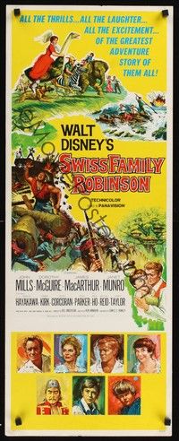 4h292 SWISS FAMILY ROBINSON insert '60 John Mills, Walt Disney family fantasy classic!