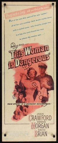 4h301 THIS WOMAN IS DANGEROUS insert '52 Joan Crawford was every inch a lady!