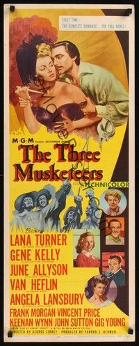 4h304 THREE MUSKETEERS insert '48 Lana Turner, Gene Kelly, June Allyson, Angela Lansbury!