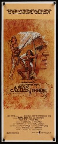 4h315 TRIUMPHS OF A MAN CALLED HORSE insert '83 art of Native American Richard Harris by Taylor!