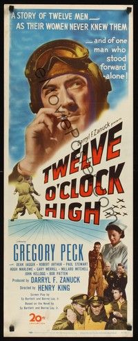 4h316 TWELVE O'CLOCK HIGH insert '50 Gregory Peck, Hugh Marlowe & Gary Merrill!
